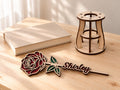 Personalised Wooden Name Flower - Custom Floral Keepsake, 24 cm, Birthday or Mother's Day Gift