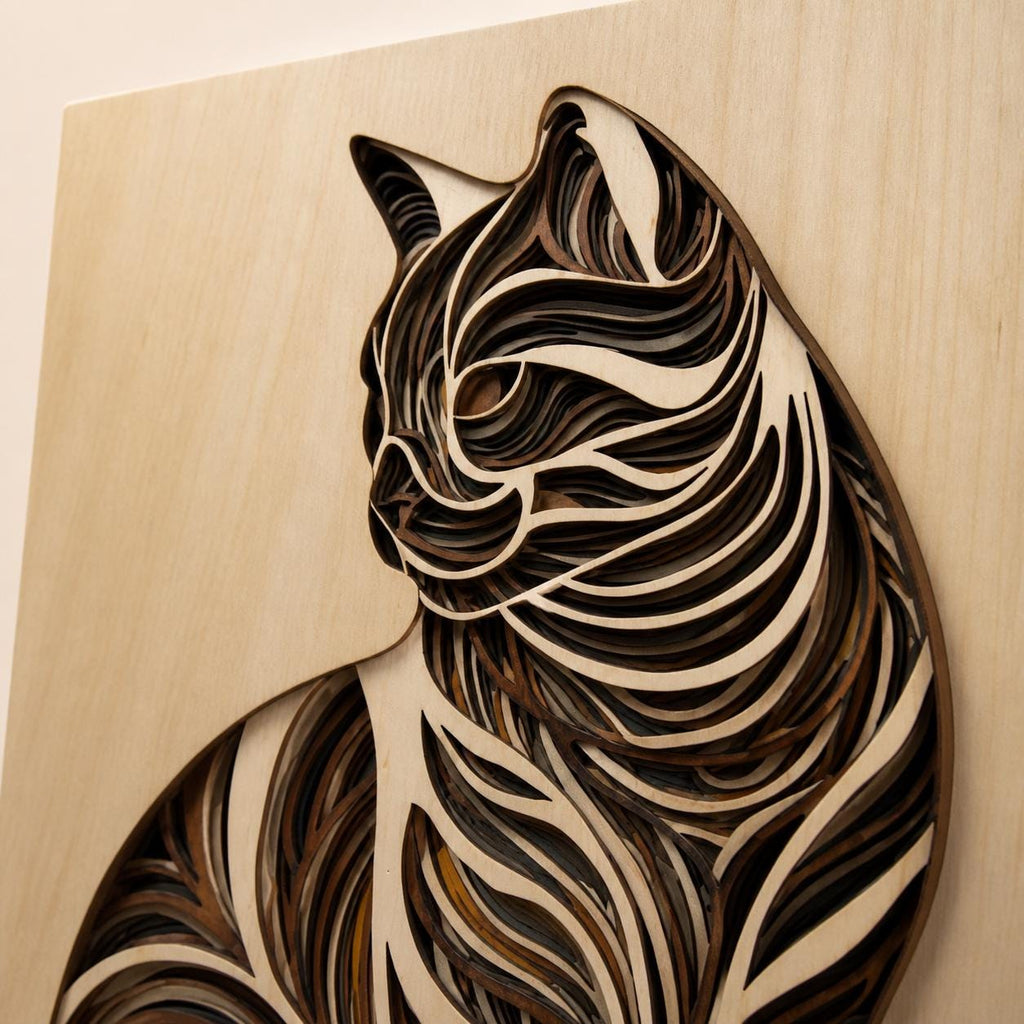 Wooden Cat Wall Art – Unique Cat Lover Gift & Home Decor