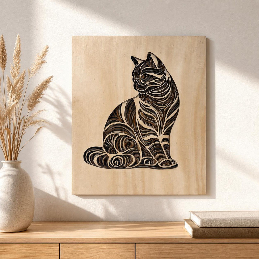 Wooden Cat Wall Art – Unique Cat Lover Gift & Home Decor