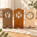 Personalised Wooden Phone Stand, Custom Initial and Engraved Name, Desk Gift