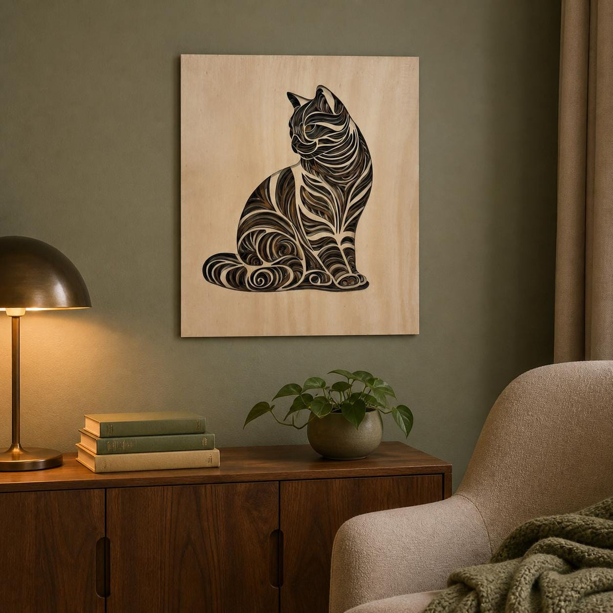 Wooden Cat Wall Art – Unique Cat Lover Gift & Home Decor