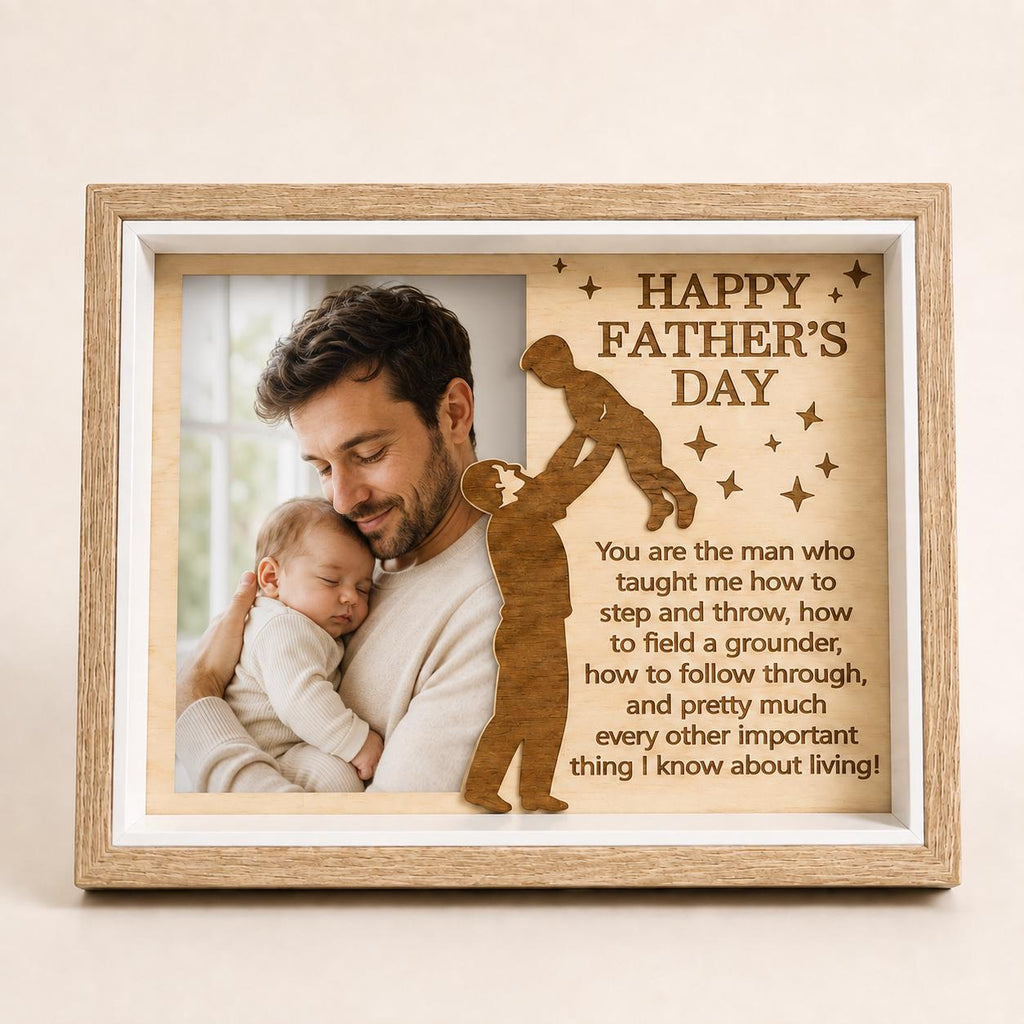 Wooden Father’s Day Photo Frame, Sentimental Dad Gift from Son or Daughter