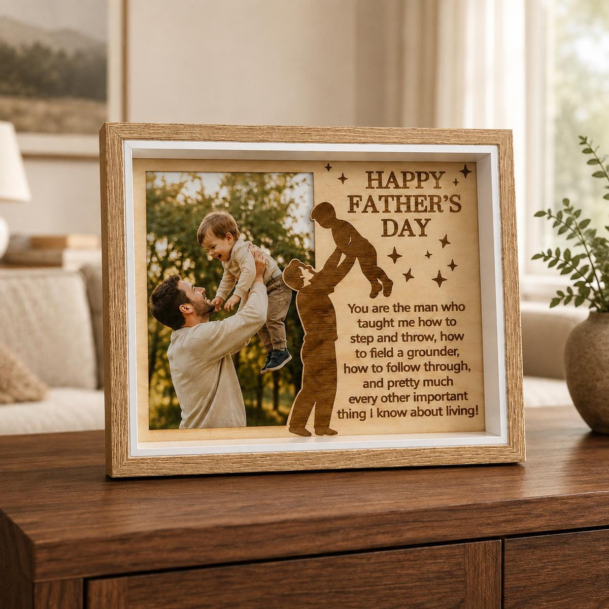 Wooden Father’s Day Photo Frame, Sentimental Dad Gift from Son or Daughter