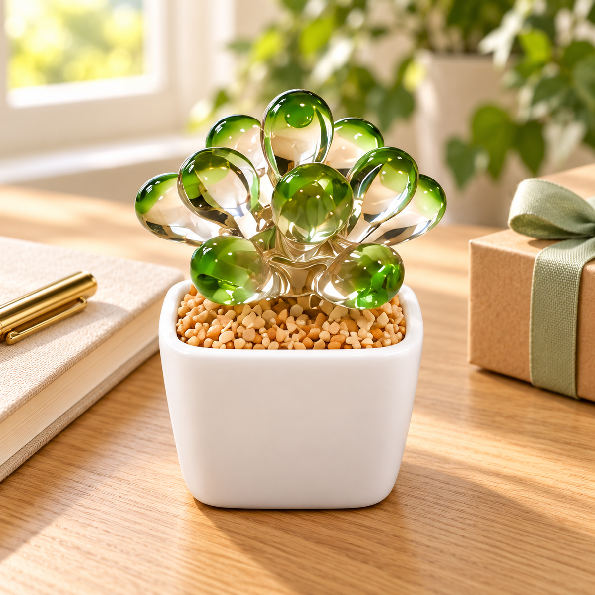 11 · Green Teardrop Succulent / No Personalisation — styled product scene visualisation; sample personalisation where shown.