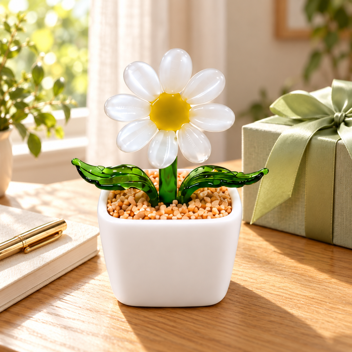 13 · Pearl White Daisy / No Personalisation — styled product scene visualisation; sample personalisation where shown.