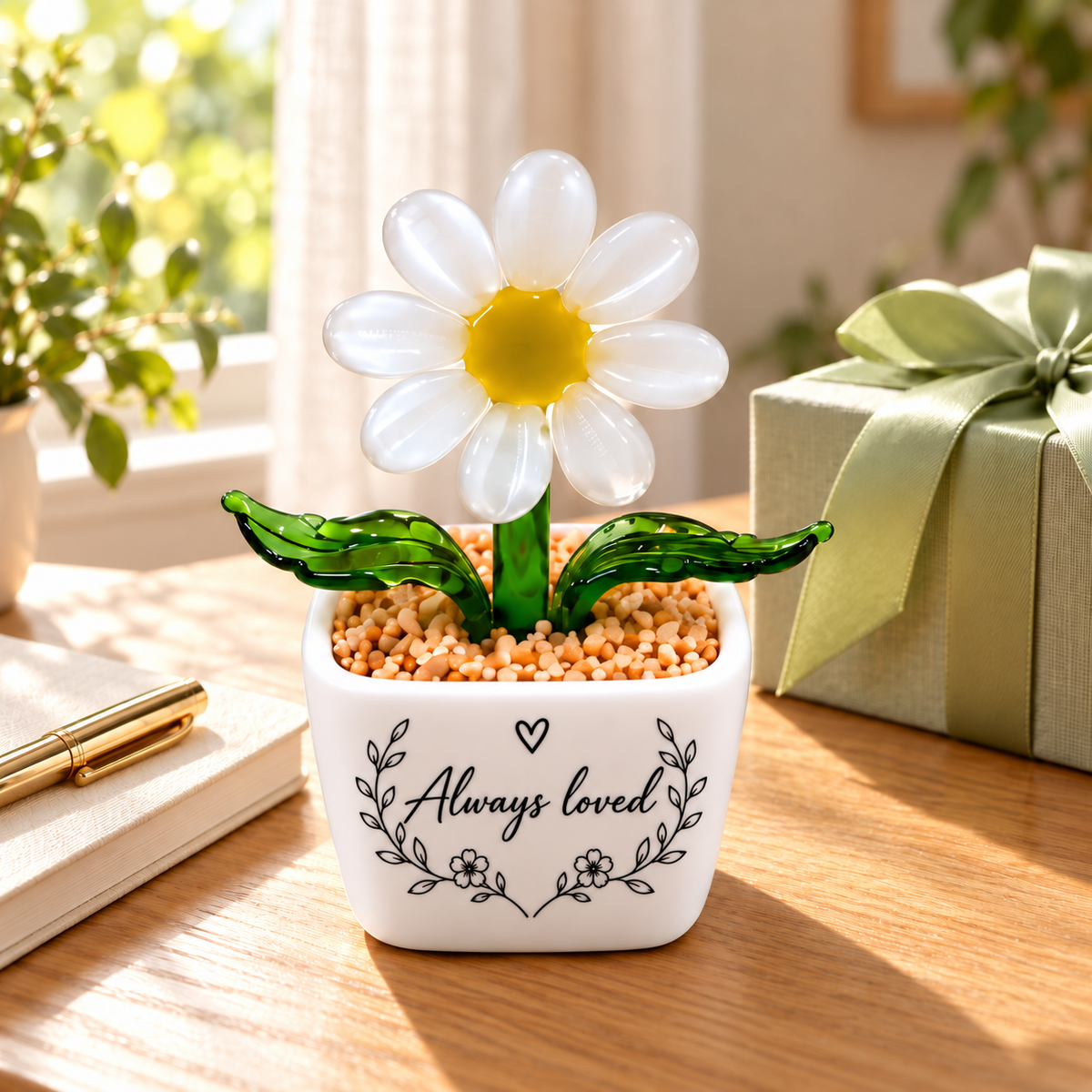 13 · Pearl White Daisy / Personalised — styled product scene visualisation; sample personalisation where shown.