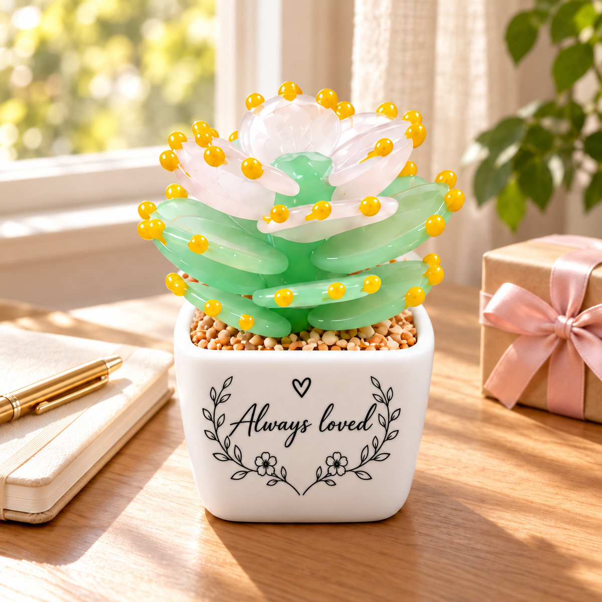 17 · Mint Gold-Tip Succulent / Personalised — styled product scene visualisation; sample personalisation where shown.