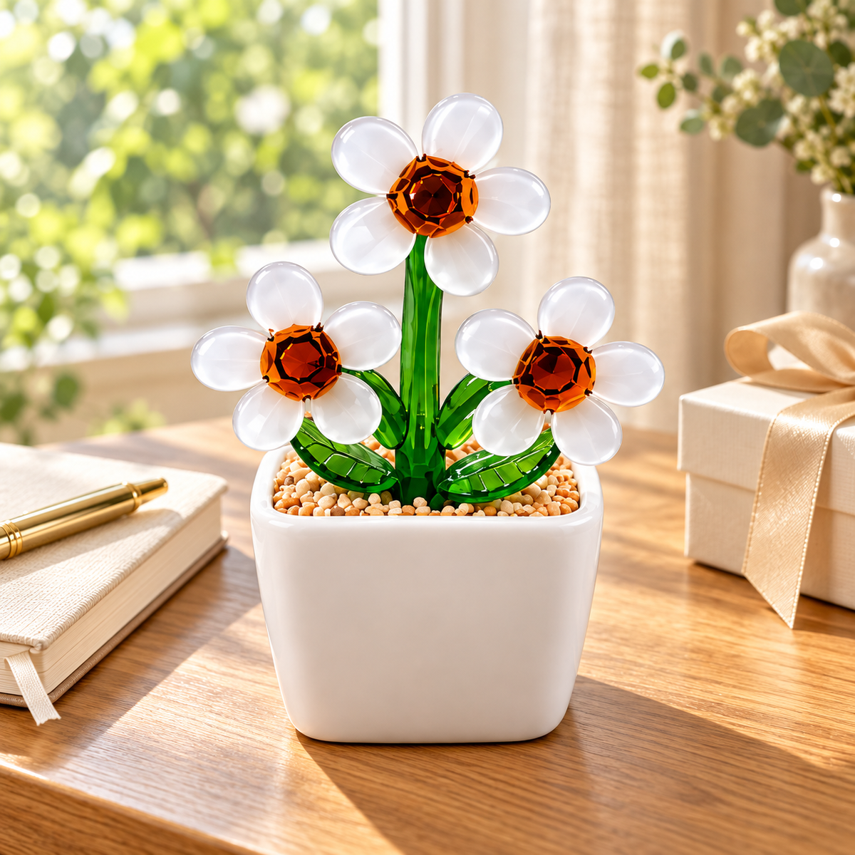18 · White Blossom Trio / No Personalisation — styled product scene visualisation; sample personalisation where shown.