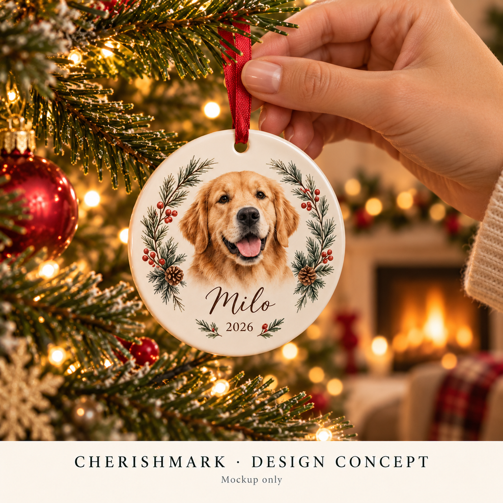 CherishMark ceramic: original AI-generated design concept, not an actual product photograph, manufacturing proof or physical scale reference. Styling props not included.