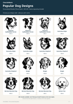 Dog phone stand design chart 1 of 7. Match the D-number breed and A/B/C style code to your selection.