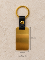 Illustrative gold stainless steel and black leather keyring: 05-dimensions
