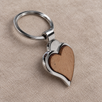 Angled heart keyring showing frame and short connector; generated photo-based visualisation