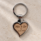 Mia and Leo with date engraving example; generated illustration, not a photographed finished sample