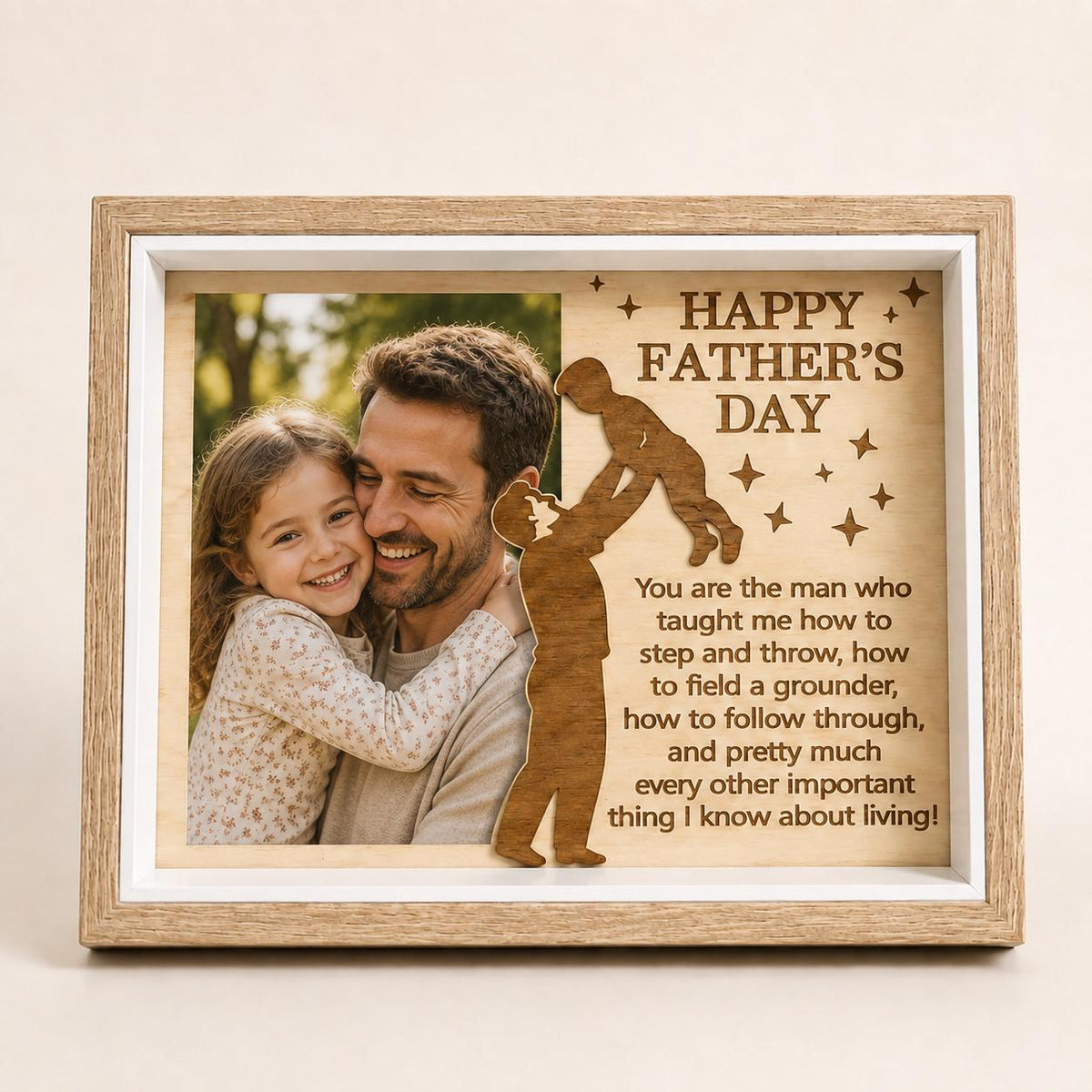 Wooden Father’s Day Photo Frame, Sentimental Dad Gift from Son or Daughter
