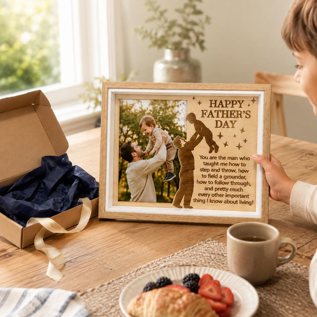 Wooden Father’s Day Photo Frame, Sentimental Dad Gift from Son or Daughter