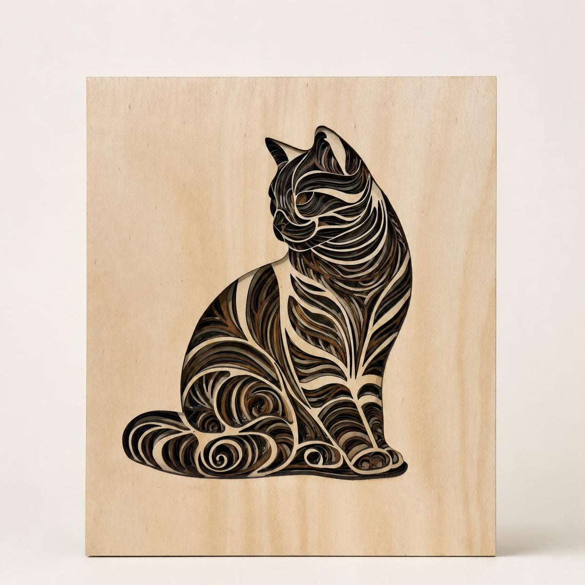 Wooden Cat Wall Art – Unique Cat Lover Gift & Home Decor