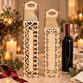 Personalised Wooden Wine Bottle Carrier, Engraved Gift Box (Scrollwork or Floral)