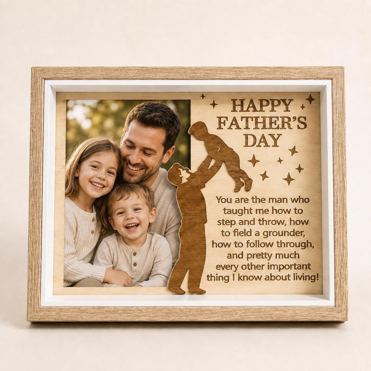 Wooden Father’s Day Photo Frame, Sentimental Dad Gift from Son or Daughter