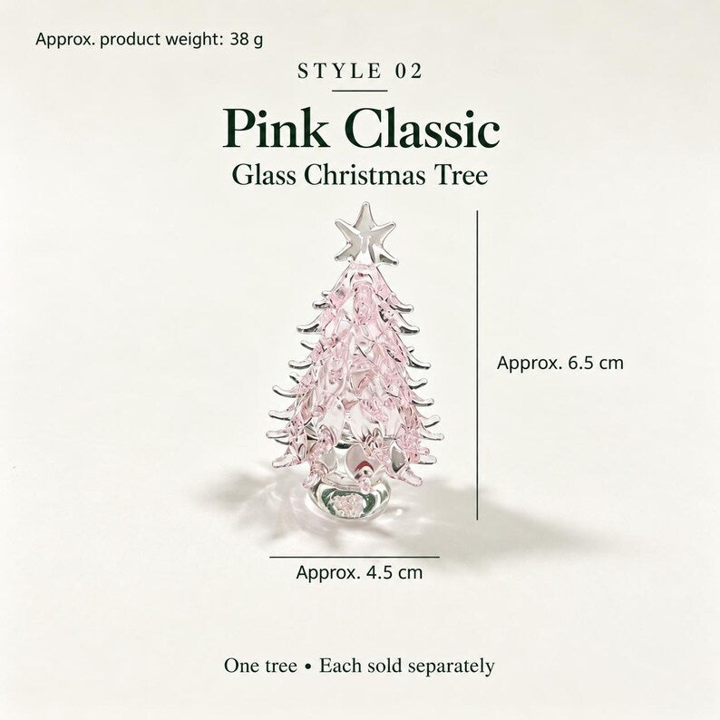 Handmade Mini Glass Christmas Tree Figurine, 12 Styles to Choose, Small Tabletop Holiday Decoration