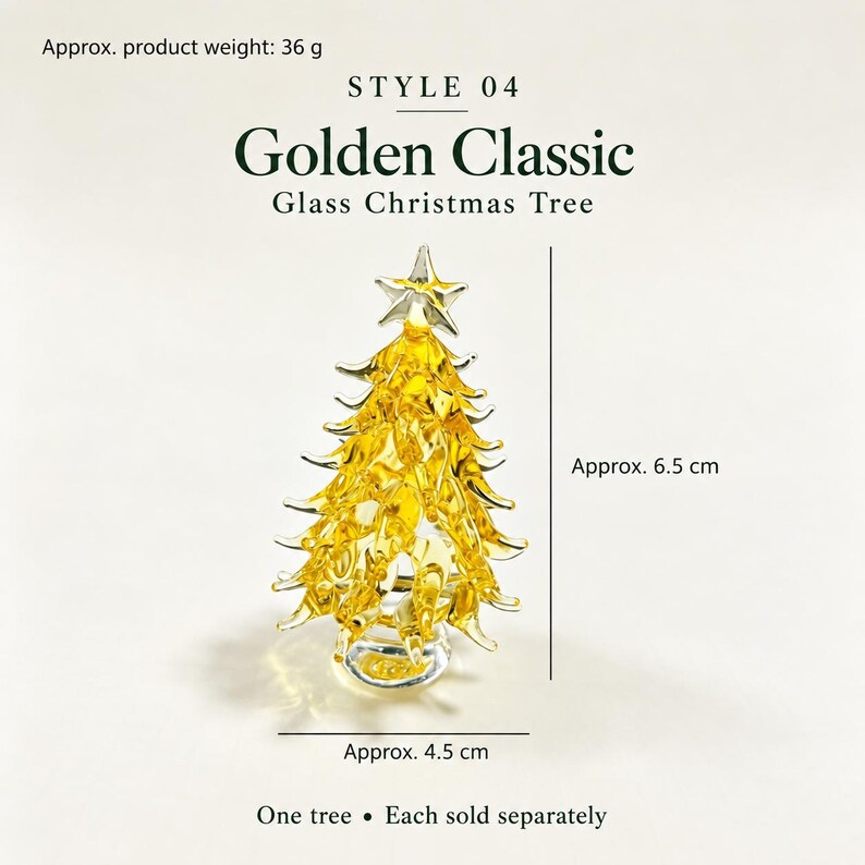 Handmade Mini Glass Christmas Tree Figurine, 12 Styles to Choose, Small Tabletop Holiday Decoration
