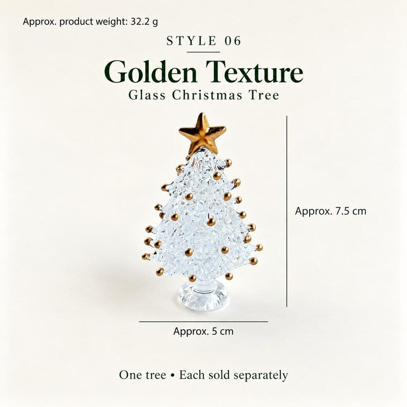 Handmade Mini Glass Christmas Tree Figurine, 12 Styles to Choose, Small Tabletop Holiday Decoration