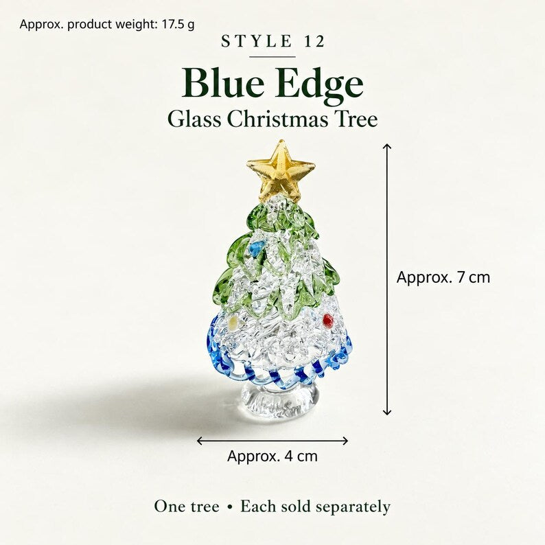 Handmade Mini Glass Christmas Tree Figurine, 12 Styles to Choose, Small Tabletop Holiday Decoration