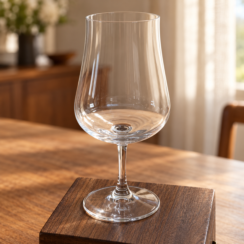 Detail of the single stemmed wine glass